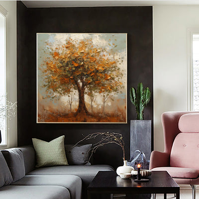 Cuadro Abstracto Otoño Moderno - Lienzo Óleo Tonos Naranjas Decorativo - Image 3