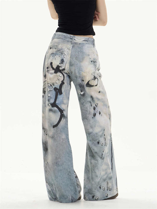 Pantalones Vaqueros Rectos de Pierna Ancha con Múltiples Bolsillos - Image 4