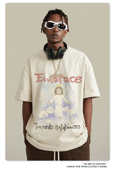 Camiseta Retro Suelta Estampada Manga Corta para Hombre - Image 11