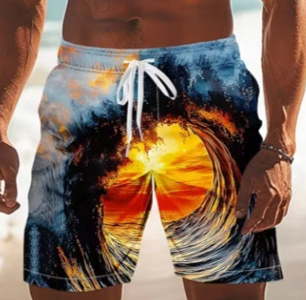Shorts de Baño Casuales con Estampado Oceánico para Hombre - Image 2