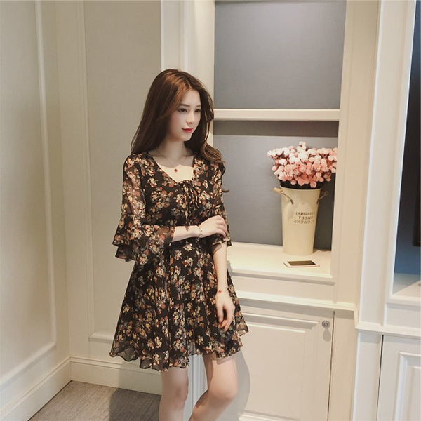 Vestido de Verano Floral en Chiffon para Mujer - Talla Pequeña