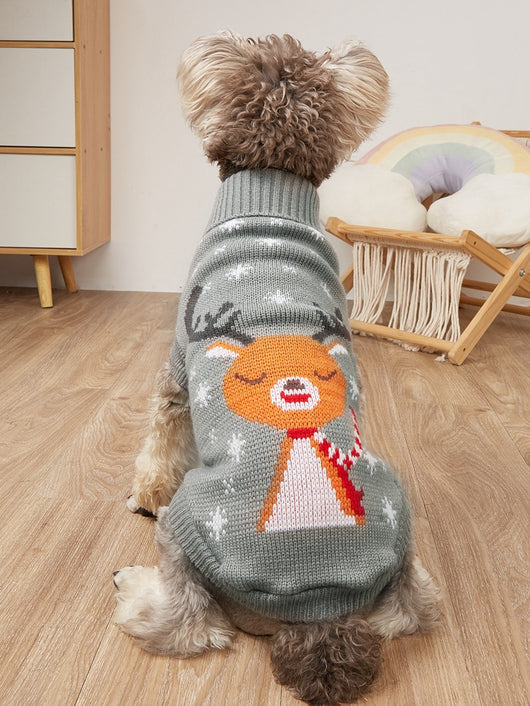 Suéter Navideño Tejido para Mascotas con Diseño de Reno - Image 5