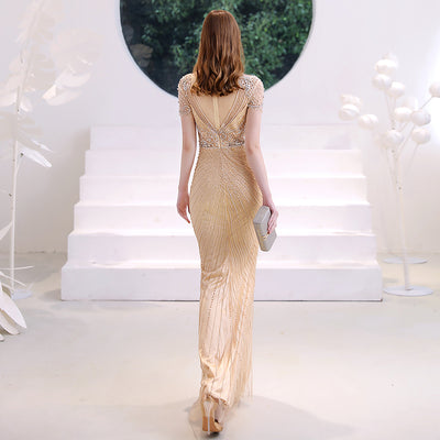 Vestido de Noche Champagne Gold Premium para Mujer - Image 9