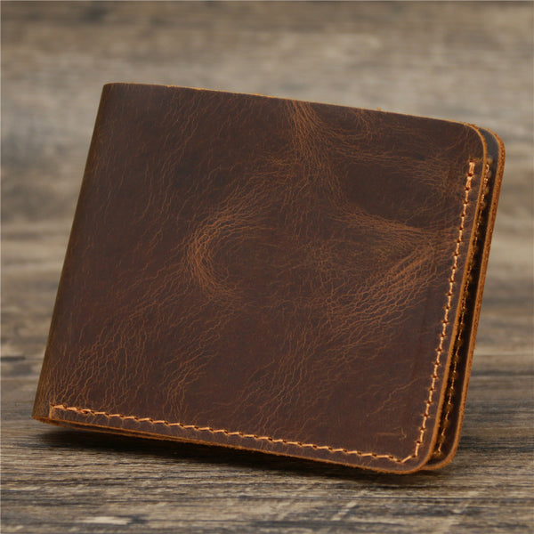 Billetera de Cuero Crazy Horse Estilo Retro Europeo Americano para Hombre