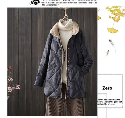 Abrigo Ligero de Plumón Otoño Invierno Mujer Largo Elegante Retro - Image 12