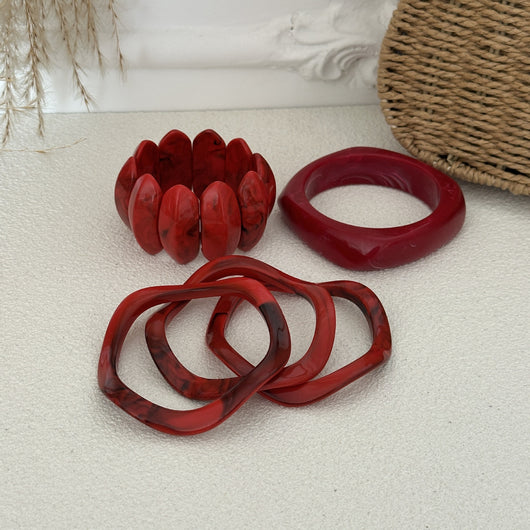 Pulsera Geométrica Roja Minimalista Estilo Europeo - Image 4
