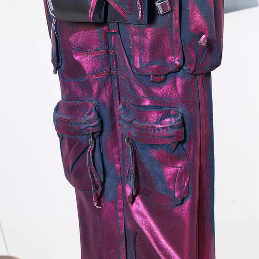 Jeans Casuales Morados con Efecto Bronceado para Mujer - Image 4