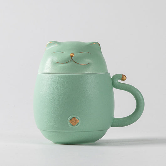 Set de Té Portátil Gato de la Suerte para Viajeros de Negocios