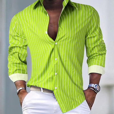 Cardigan Rayado Hombre Otoño Invierno - Camisa Manga Larga Estilo Europeo - Image 4