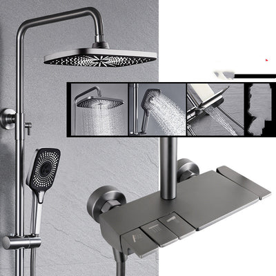 Conjunto de Ducha Gris Acero con Botones de Cuatro Velocidades - Image 6