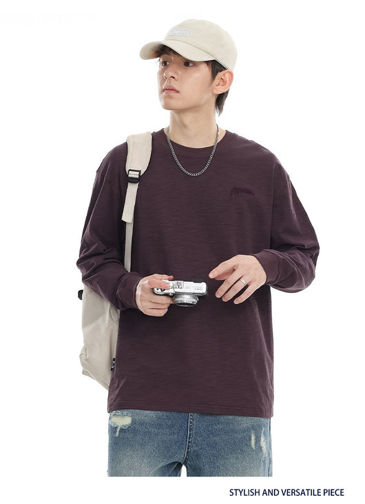 Camiseta de Algodón Pima con Bordado Minimalista - Manga Larga Cuello Redondo - Image 30