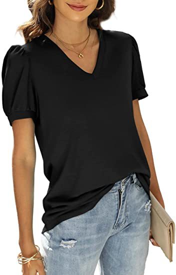 Blusa Casual Mujer Cuello V Manga Abullonada Suelta - Estilo Europeo Americano - Image 18