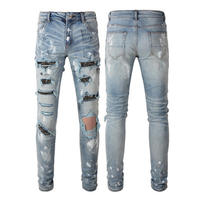Jeans Retro Stretch con Parches de Diamante - Image 6