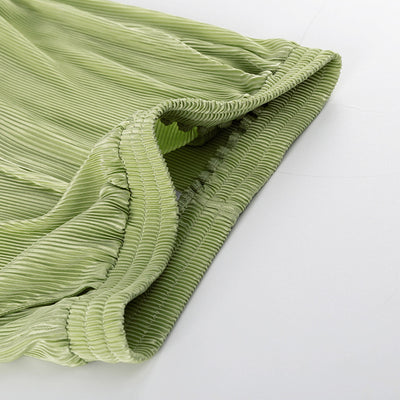 Conjunto Casual: Blusa Verde Manga Corta + Pantalón Plisado Talle Alto - Image 35