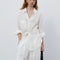Blusa Lino Blanco Mujer Verano Suelta y Transpirable