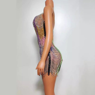 Vestido de Fiesta con Cadena de Perforación - Deslumbrante Atuendo para Celebraciones - Image 3