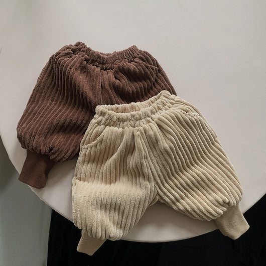 Pantalones Invierno Niños y Niñas Coreanos Acolchados a Rayas - Image 4