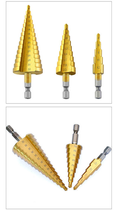 Set de 3 Brocas Escalonadas con Ranuras Rectas para Perforación Profesional - Image 11