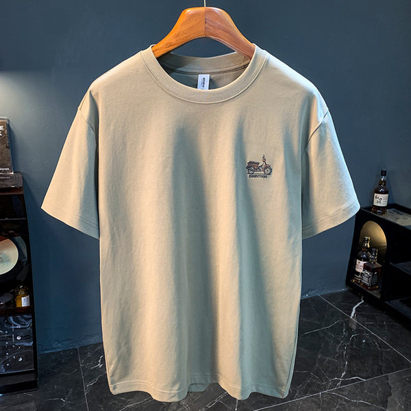 Camiseta Casual para Hombre Verano con Bordado Minimalista