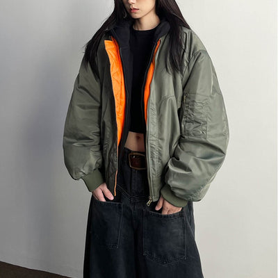 Abrigo Vintage Cuello Alto Holgado Acolchado para Otoño Invierno - Image 16