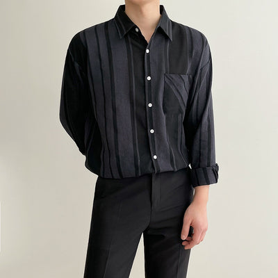 Camisa Casual de Manga Larga Negra para Hombre - Image 11