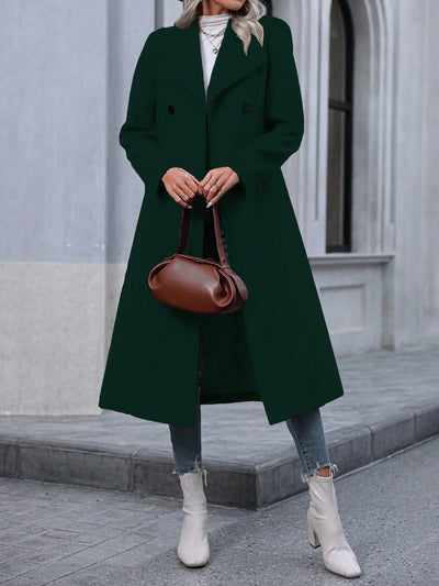Abrigo Largo de Invierno para Mujer - Minimalista y Elegante con Doble Botonadura