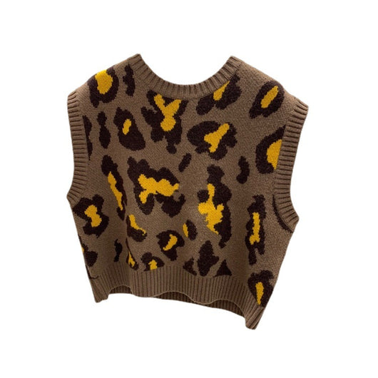 Chaleco Tejido Estampado Leopardo Reductor de Edad para Mujer