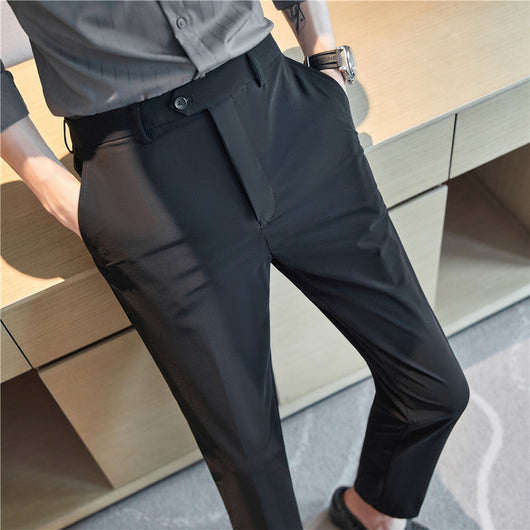 Pantalones de Negocios Casuales Hombre - Tela Nylon Ice Silk Elástica - Image 3