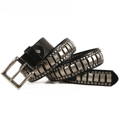 Cinturón de Cuero Genuino para Hombre con Remaches de Estilo Industrial - Image 5