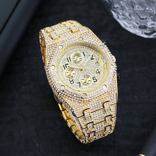 Reloj Deportivo de Cuarzo para Hombre con Tres Ojos y Cronógrafo de Diamantes - Image 6