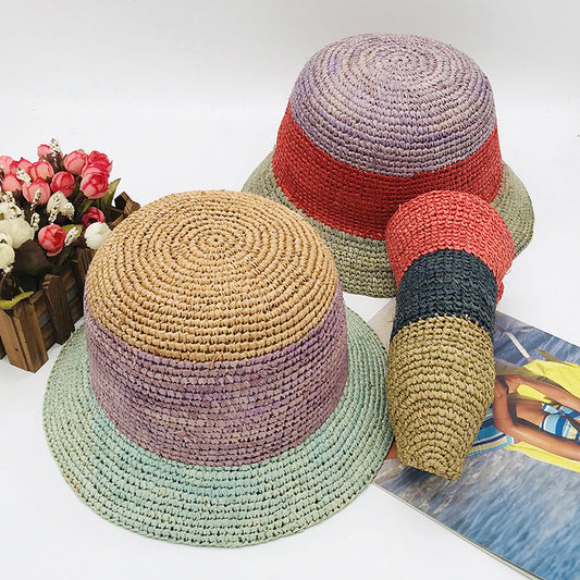 Sombrero de Rafia Tejido a Mano Plegable para Mujer