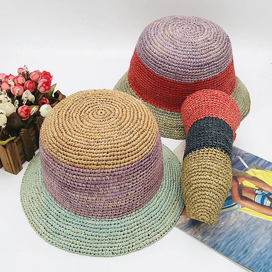 Sombrero de Rafia Tejido a Mano Plegable para Mujer