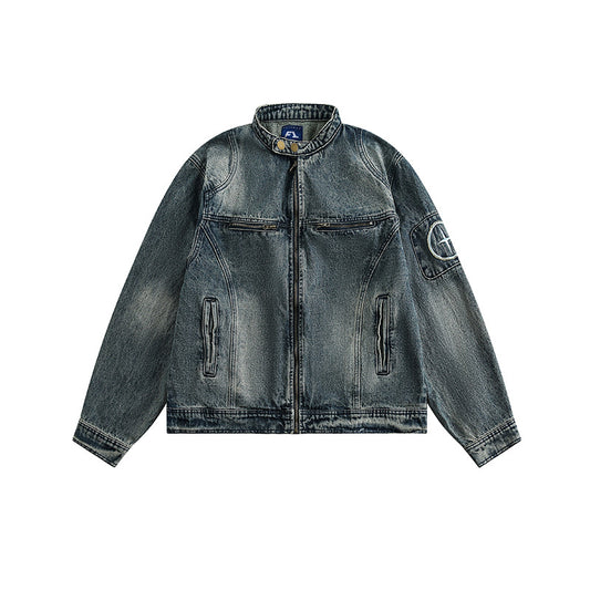 Chaqueta Denim Retro con Bordados para Hombre