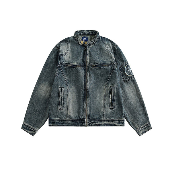 Chaqueta Denim Retro con Bordados para Hombre