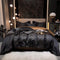 Juego de Cama Jacquard Lujo Retro Negro Dorado 120 Hilos de Algodón Puro