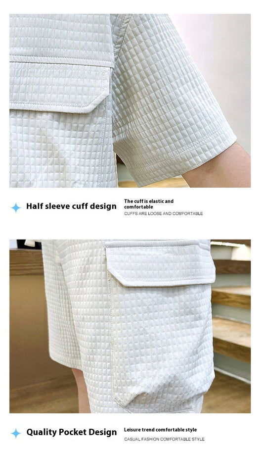Traje de Camiseta con Solapa Estilo Coreano para Hombre - Image 13