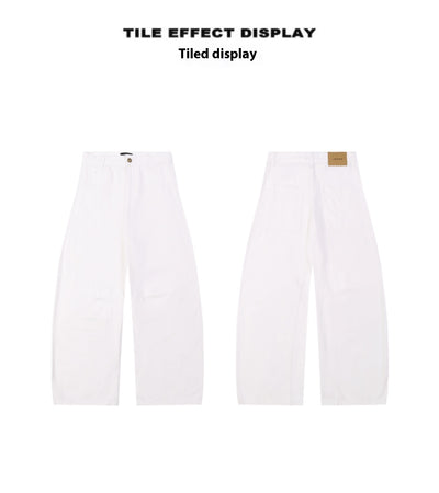 Pantalón Blanco Ancho de Pierna Recta Casual y Suelto - Image 11