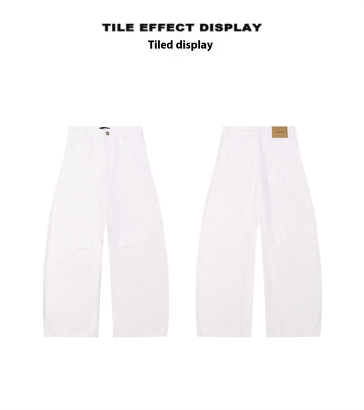 Pantalón Blanco Ancho de Pierna Recta Casual y Suelto - Image 11