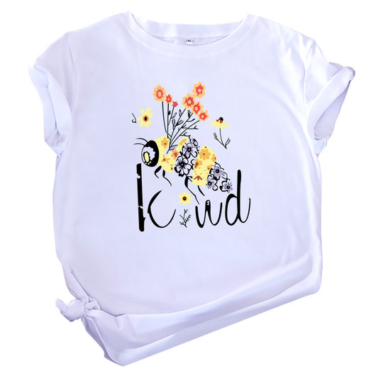 Camiseta Estampado Abejas y Flores Cuello Redondo Manga Corta - Image 16