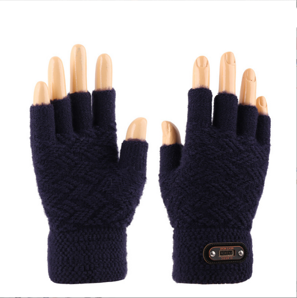 Guantes Hombre Medios Dedos Táctiles Cálidos Tejidos