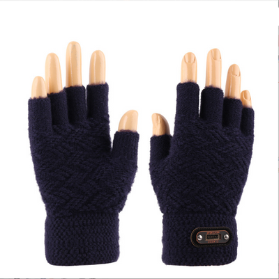 Guantes Hombre Medios Dedos Táctiles Cálidos Tejidos - Image 2