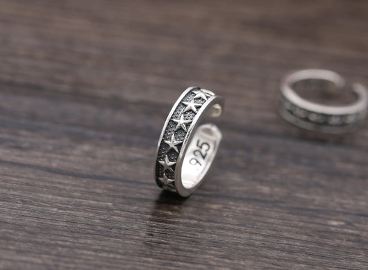 Anillo de Plata Esterlina con Estrella de Cinco Puntas Personalizado para Parejas - Image 7