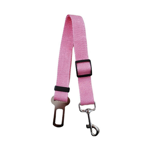 Brown nylon pet car safety belt with adjustable strap, metal seatbelt buckle, and swivel snap hook. - Image 23
