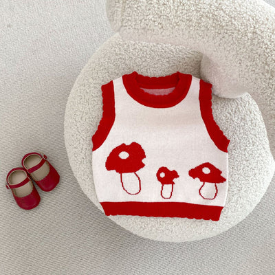 Chaleco Tejido de Algodón para Niños con Diseño Jacquard Setas - Image 15