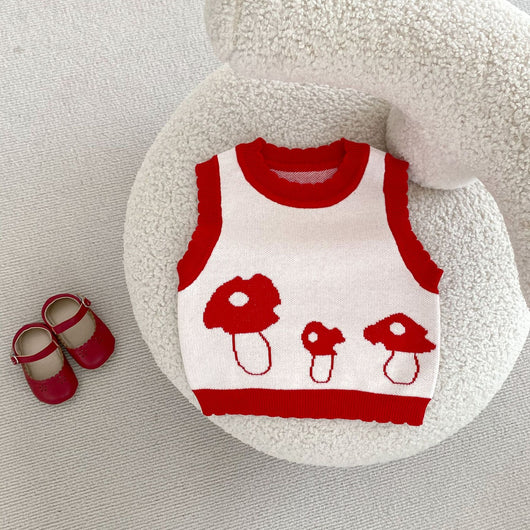 Chaleco Tejido de Algodón para Niños con Diseño Jacquard Setas - Image 15