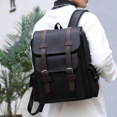 Mochila Ejecutiva Retro de Cuero Sintético con Compartimento para Laptop - Image 3