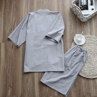 Pijama Kimono Japonés para Hombre Manga Corta con Pantalones Cortos - Image 13