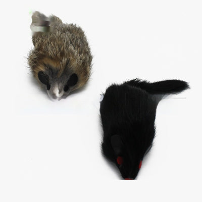 Two plush mouse cat toys, one brown and one black, with red eyes and tails, shown on a white background. - Image 5