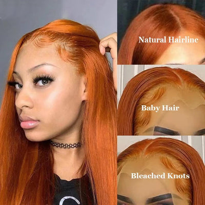 Peluca Frontal de Encaje Naranja Cabello Liso - Image 12
