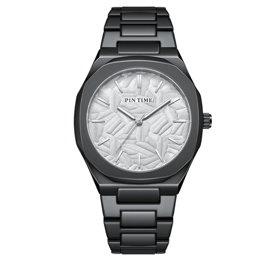 Reloj Impermeable para Hombre con Esfera Grabada en Relieve de Hoja de Palma - Image 11
